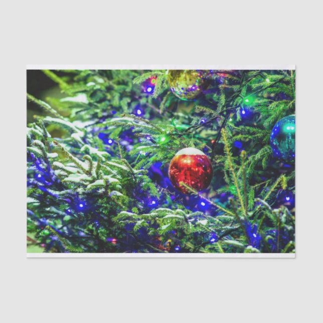 Papier Mousseline Boule rouge arbre de Noël vert (Recto)