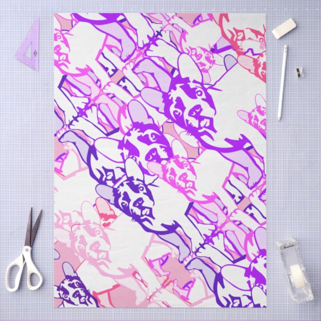 Papier Mousseline Bouledogue Français  (Artisanat)