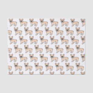 Papier Mousseline Bouledogue français crème Motif de chien de dessin