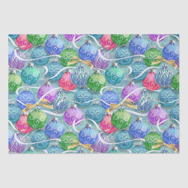 Papier Mousseline Boules de Noël festives (Recto)