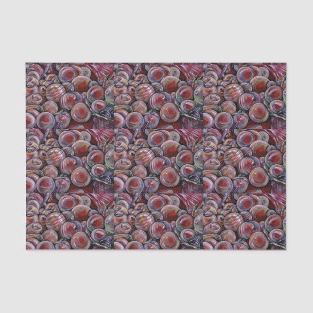 Papier Mousseline Boules de Noël rouges (Recto)