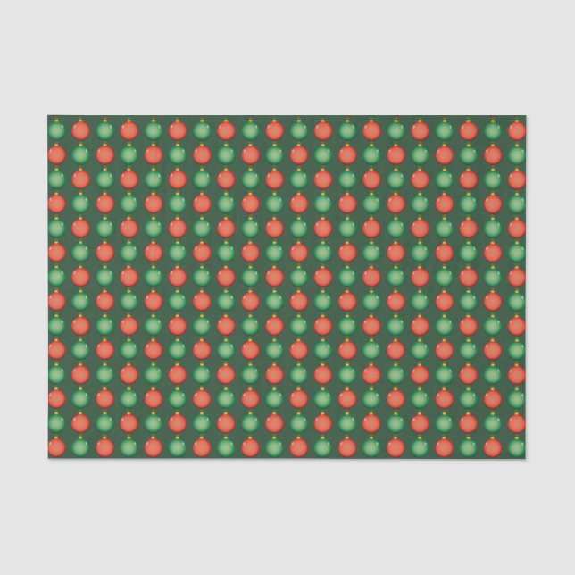 Papier Mousseline Boules de Noël rouges et vertes Fête de Noël (Recto)