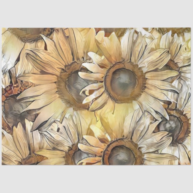 Papier Mousseline Bouquet d'aquarelle Collection de fleurs de soleil (Recto)