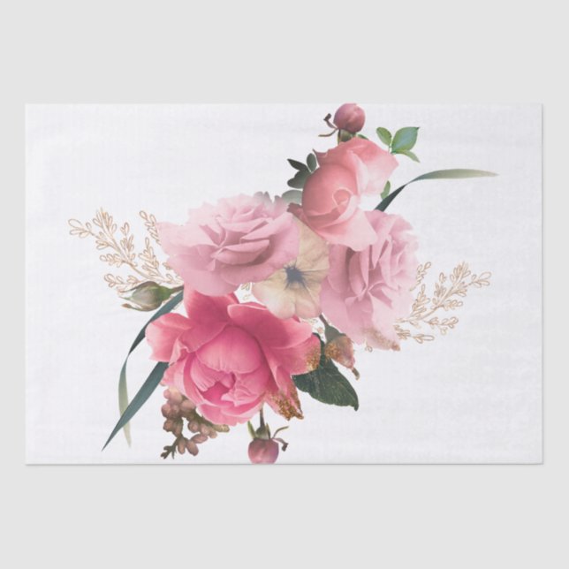 Papier Mousseline Bouquet d'aquarelle rose or (Recto)