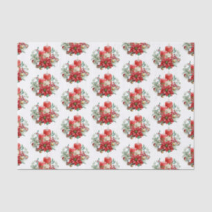 Papier Mousseline Bouquet de bougies et Poinsettia Motif de Noël