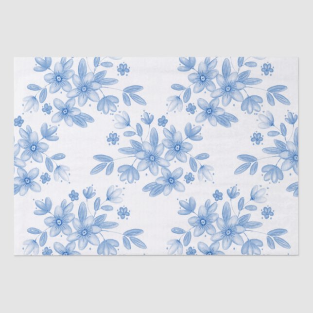 Papier Mousseline Bouquet de couleur bleu Motif (Recto)