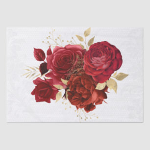 Papier Mousseline Bouquet de dentelle rouge or floral