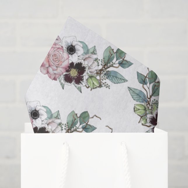Papier Mousseline Bouquet de fleurs  (Sac cadeau)