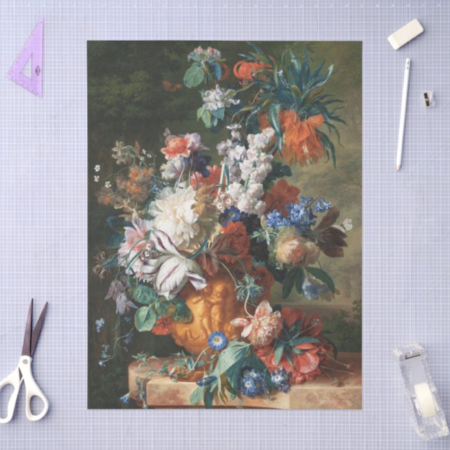 Papier Mousseline Bouquet de fleurs antique dans une urne (Artisanat)