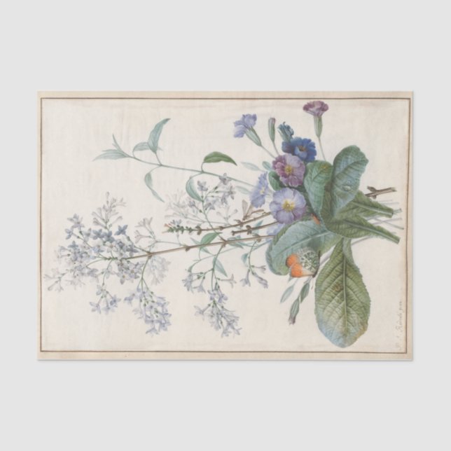 Papier Mousseline Bouquet de fleurs aux insectes de Redoute (Recto)