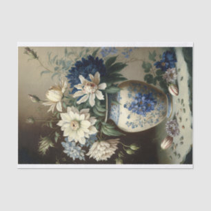 Papier Mousseline Bouquet de fleurs bleues Vase de vie morte Découpa