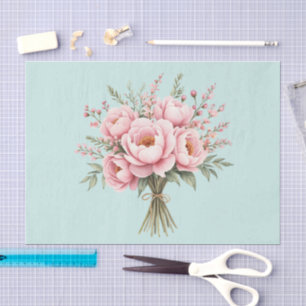 Papier Mousseline Bouquet de fleurs de pivoine rose joli