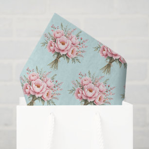 Papier Mousseline Bouquet de fleurs de pivoine rose joli motif