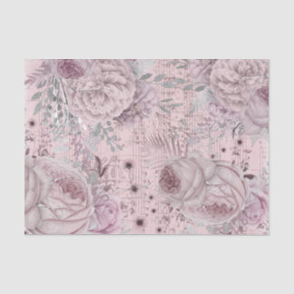 Papier Mousseline bouquet de fleurs feuille de musique vintage