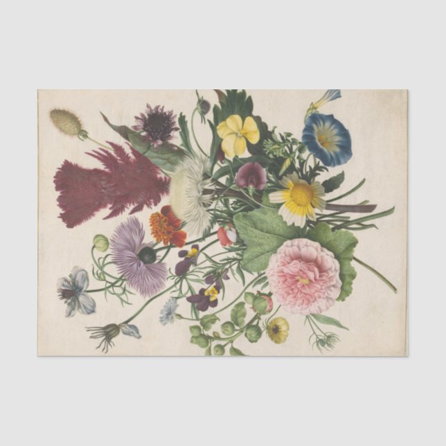 Papier Mousseline Bouquet de fleurs par Anonyme (Recto)