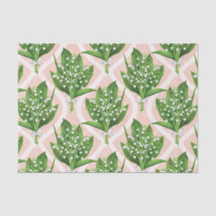Papier Mousseline Bouquet de lys de la vallée fleurs sur rose