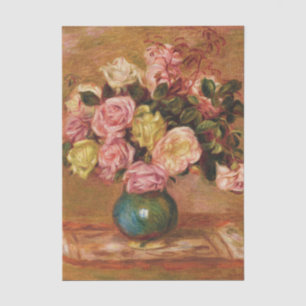 Papier Mousseline Bouquet de roses dans un vase par Renoir