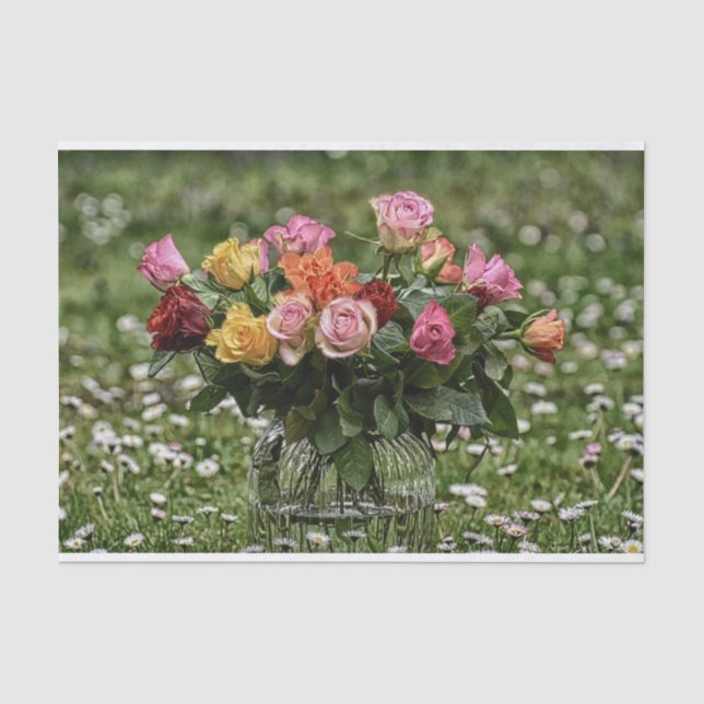 Papier Mousseline Bouquet de roses de pays (Recto)