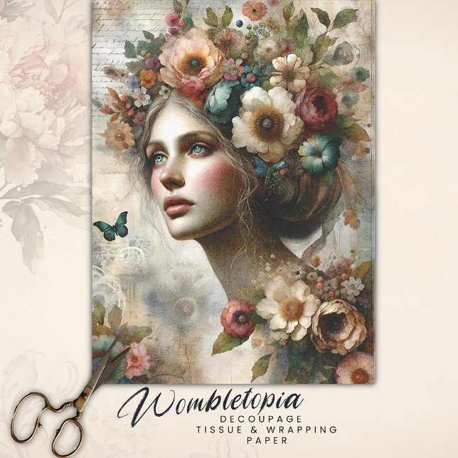 Papier Mousseline Bouquet d'Ephemera de la dame florale d'antiquité (Créateur téléchargé)