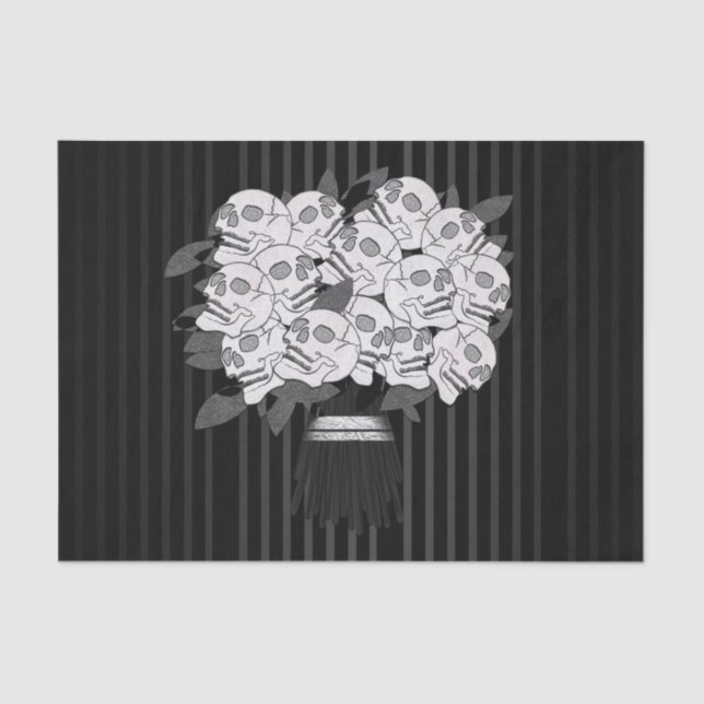 Papier Mousseline Bouquet du crâne Rose Black & White Party (Recto)