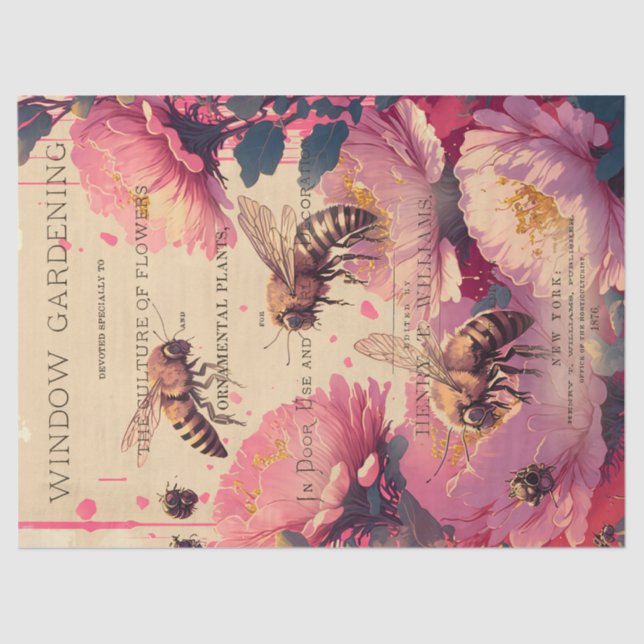 Papier Mousseline Bouquet Ephémère Ephémère Bouquet d'abeilles vinta (Recto)