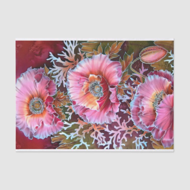 Papier Mousseline Bouquet Fleurs de pavot Découpage (Recto)