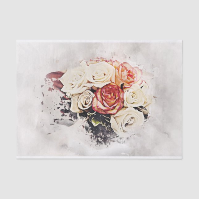 Papier Mousseline bouquet fleurs papier tissu (Recto)