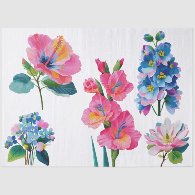Papier Mousseline bouquet floral aquarelle (Recto)