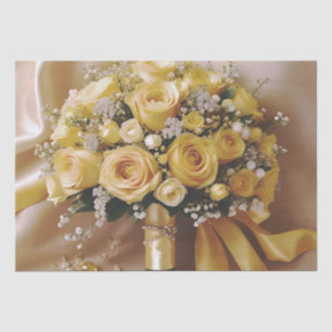 Papier Mousseline Bouquet Mariage de roses jaunes de miel,