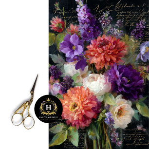 Papier Mousseline Bouquet mixte de dahlia audacieux découpage
