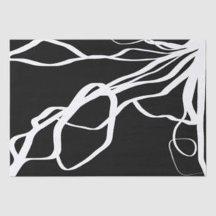 Papier Mousseline Bouquet Noir : Abstrait noir et blanc