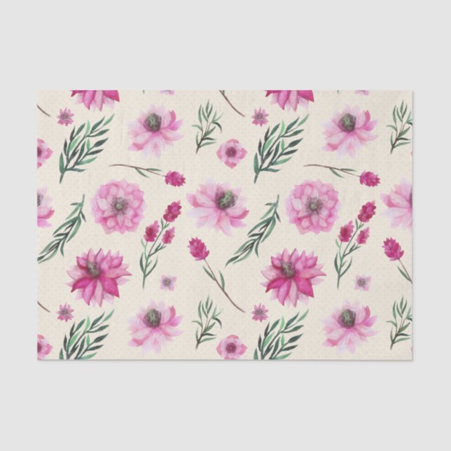 Papier Mousseline Bouquet rose (Recto)