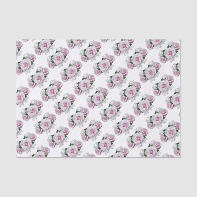 Papier Mousseline Bouquet rose (Recto)