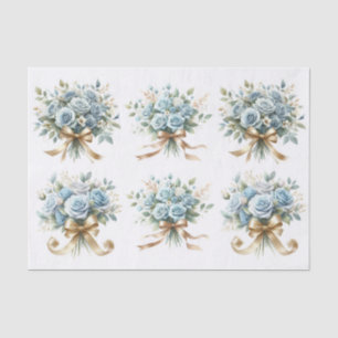 Papier Mousseline Bouquet Rose bleu Clipart Ephémère Découpage