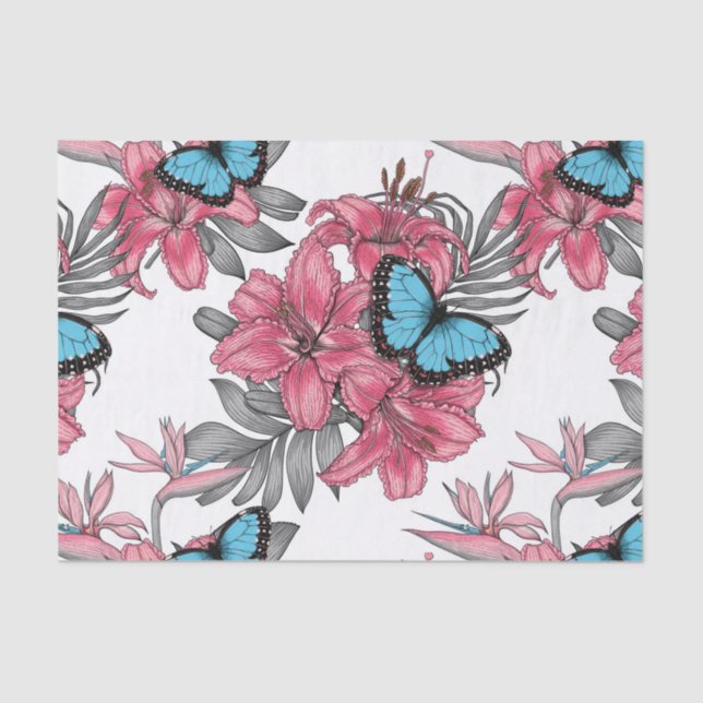 Papier Mousseline Bouquet tropical (Recto)