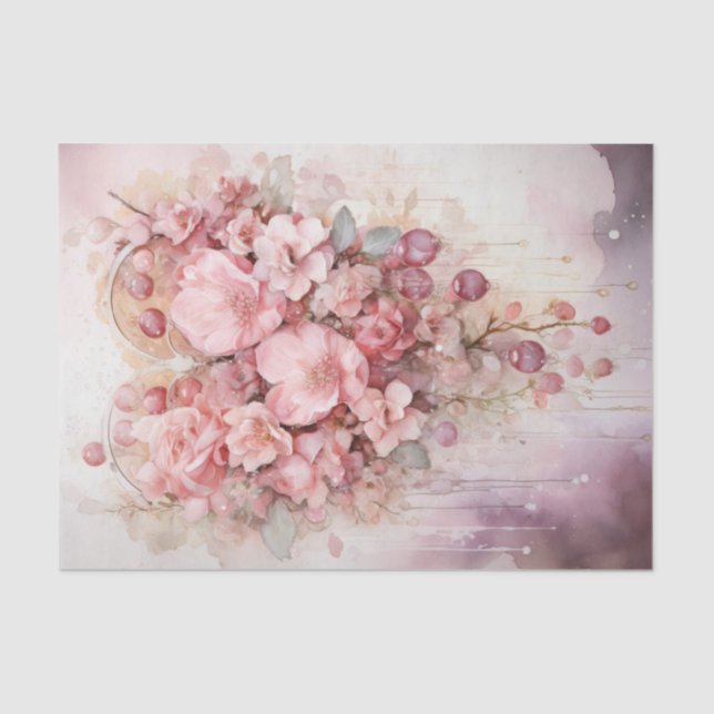 Papier Mousseline Bouquet Valentine Pink and Red Hearts (Recto)