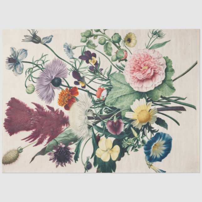 Papier Mousseline Bouquet vintage de fleurs (Recto)