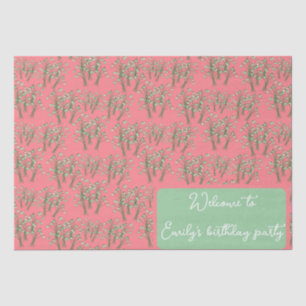 Papier Mousseline Bouquets de neige de printemps sur corail rose