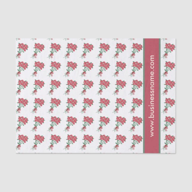 Papier Mousseline Bouquets de roses rouges Texte personnalisé (Recto)