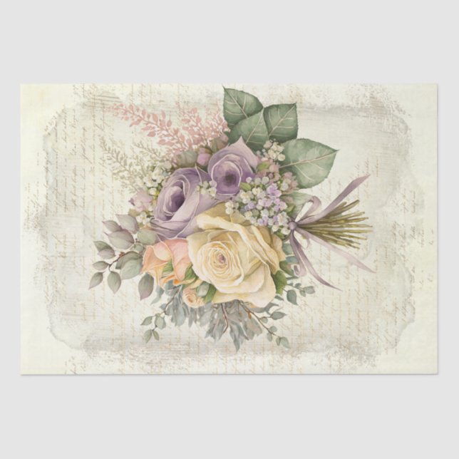 Papier Mousseline Bouquets mariages Aquarelle Fleurs (Recto)