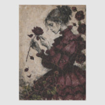 Bourgogne Fantastique Fille Victorienne Decoupage