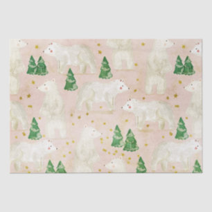 Papier Mousseline Bours polaires de Noël mignons en forêt À feuillag