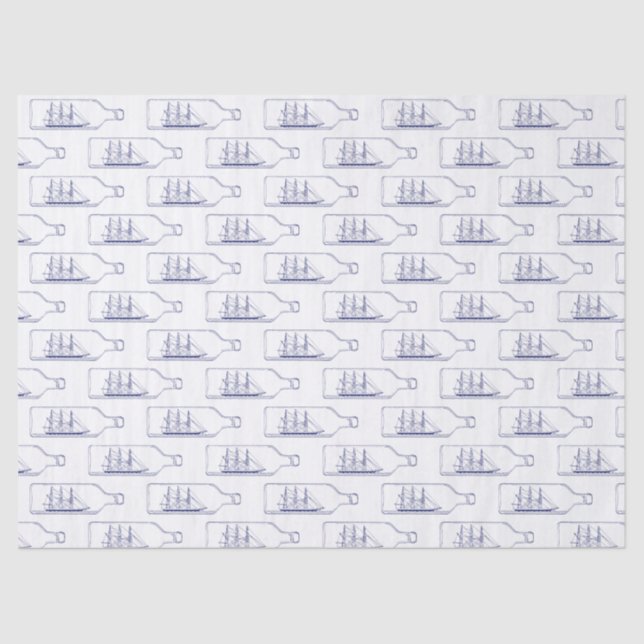 Papier Mousseline Bouteille à la mer bleue (Recto)