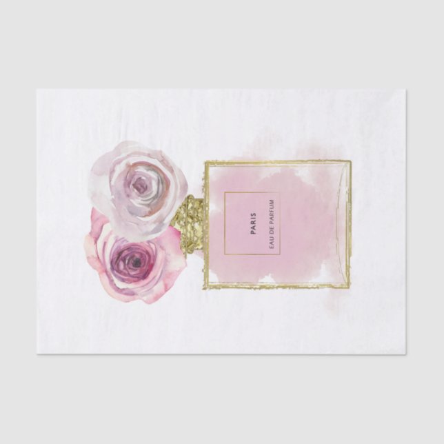 Papier Mousseline Bouteille de parfum de mode florale Roses roses Gl (Recto)