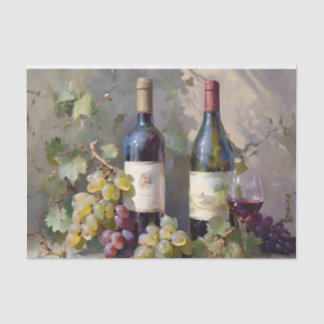 Papier Mousseline Bouteilles de raisins et de vins Aquarelle Découpa