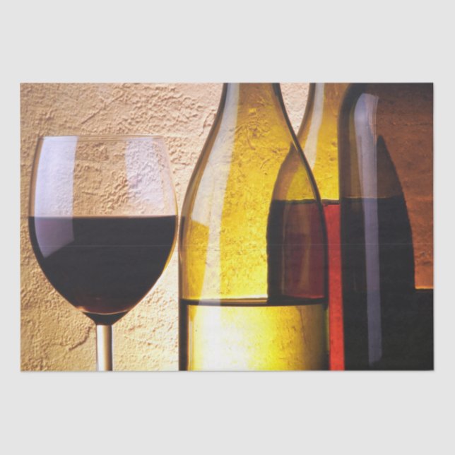 Papier Mousseline Bouteilles de vin rouge et blanc Verre de vin roug (Recto)