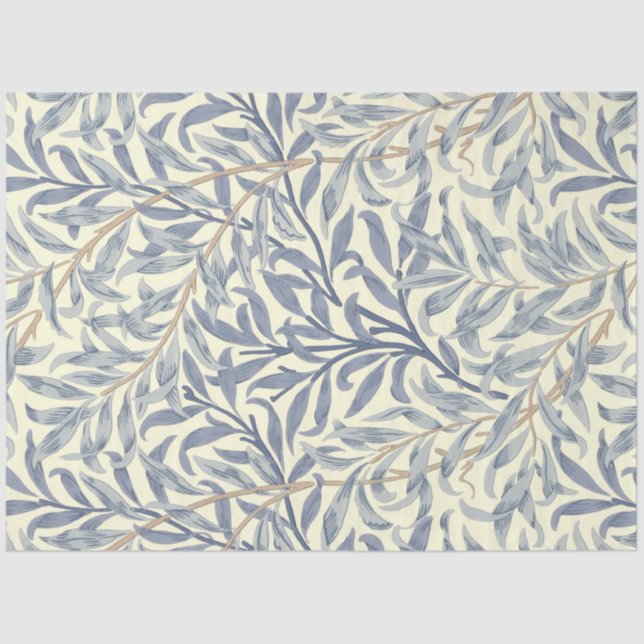 Papier Mousseline Bouton bleu saule (par William Morris) (Recto)