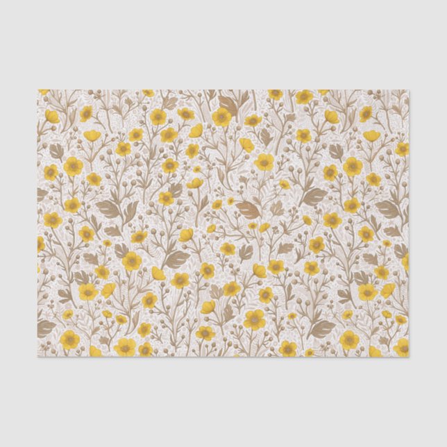 Papier Mousseline Boutons jaunes et bruns (Recto)