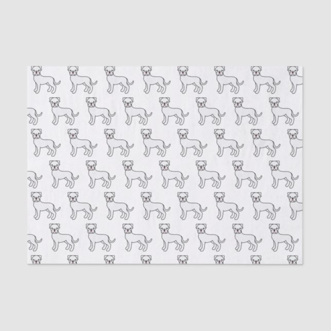Papier Mousseline Boxe blanche mignonne Motif de dessin de chien (Recto)