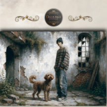 Boy and Dog Soft Urban Calm Neutral decoupage